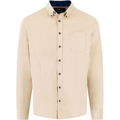Fynch-Hatton Overhemd Solid Color Cotton Corduroy Button-Down Zand / male