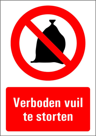 Verboden vuil te storten bord, kunststof 210 x 297 mm