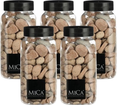 Mica Decorations decoratie stenen - 5x - groot - 650ml - roestbruin mix - hobby steentjes - sier stenen