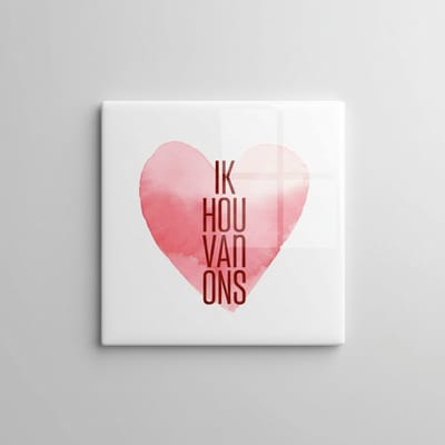 Romantische Liefde Tekst Keramische Tegel – “Ik Hou Van Ons” Hart Design – Decoratieve Wandtegel 15×15 cm