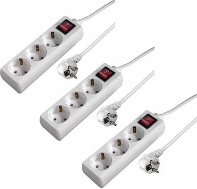 Tafelcontactdoos - 3x - 3-voudig met schakelaar - geaarde stekker/verlengsnoer - stekkers en verlengsnoeren - handig in huis