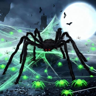 Halloween Spinnenweb Set - Griezel decoratie - Tuin versieren - Inclusief 70 spinnen - 300g spinnenweb - Zwart