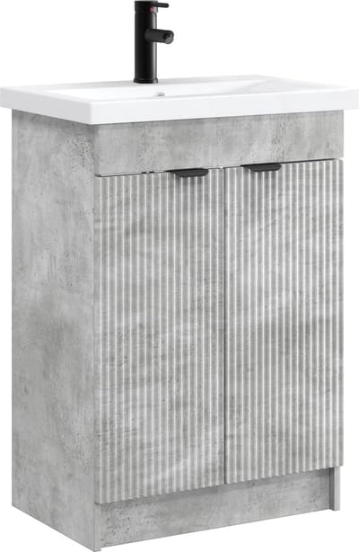 vidaXL - Badkamermeubel - Set - Betongrijs - 56 - x - 37,5 - x - 81 - cm - Bewerkt - hout