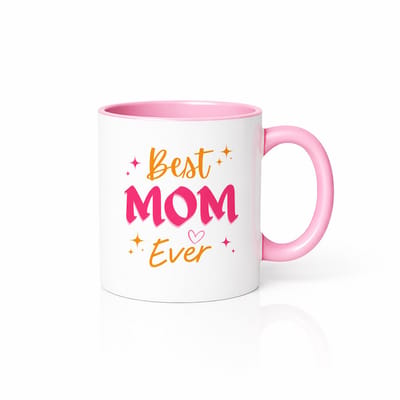Best Mom Ever Mok - Roze en Wit Feestelijk Design - Lief Cadeau Idee voor Moeder