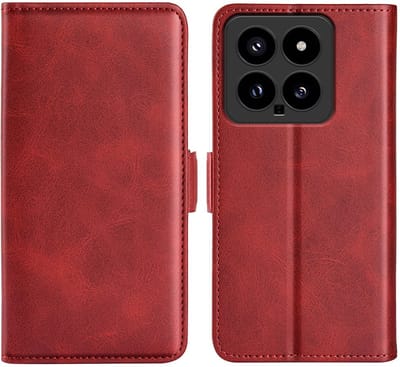 MobyDefend Hoesje - Geschikt voor Xiaomi 14 - Luxe Wallet Book Case (Sluiting Zijkant) - Rood