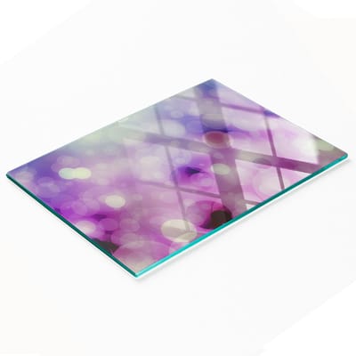 Decoratieve snijplank van gehard glas met paarse cirkels, 80x52 cm