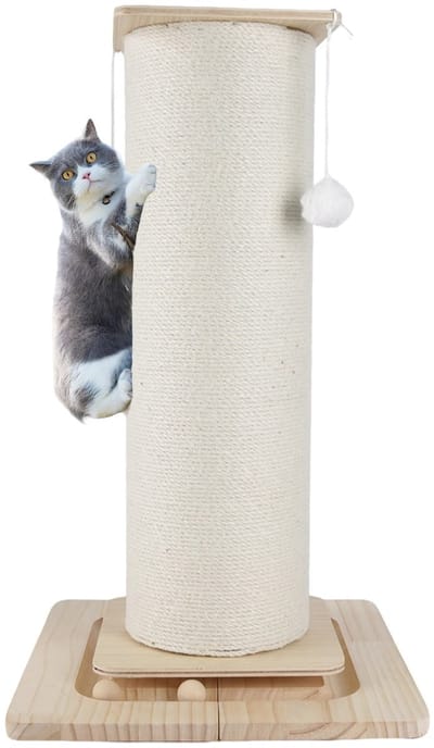 Cherrys Finds - Krabpaal - Kattenkrabpaal - Krabmeubel - krabpaal kat - Katten Speelmeubel - Klimtoren voor Katten - Kattenpaal - Kattenboom - 80cm - Wit