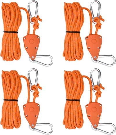 Reflecterende Tenttouwen Set van 4 Stuks, 5m Verstelbare Paracord met Spanners, Ideaal voor Kamperen en Buitenactiviteiten