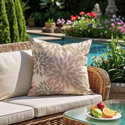45 x 45 cm, roze, oranje, buiten, waterdicht, rustiek, modern, decoratief, voor tuin, terras, balkon, binnenplaats, bank, bed, woonkamer, 2 stuks