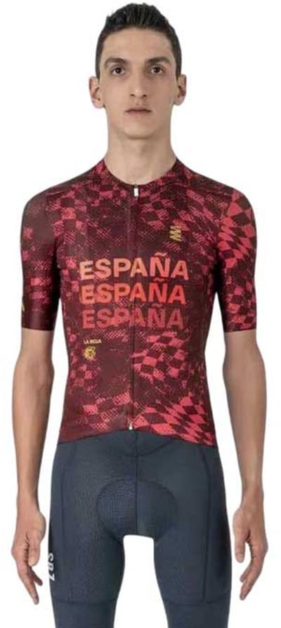 Suarez Vuelta España 2025 Korte Mouw Wielertrui Rood L Man