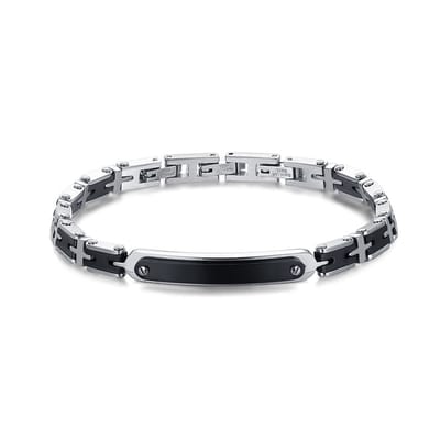Twice As Nice Armband in edelstaal, zwart en staal Zilverkleurig 21cm