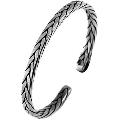 Massief Zilveren Bedelarmband Voor Moeder Sterling Zilver Retro Vintage Geweven Gedraaid Armband Puur Argentum Sieraden Liefhebber 'S Cadeau gray