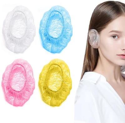 Dailygoods- Oorbeschermers waterdicht - 200 stuks - Unisex - Elastische banden - Kleur: wit/roze/geel/blauw - Lichtgewicht en comfortabel - Douchekap