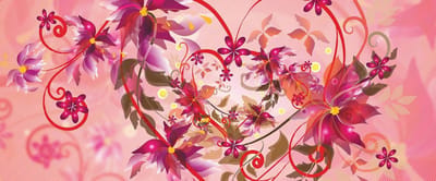 Fotobehang Abstract Art Flowers Heart | PANORAMIC - 250cm x 104cm | 130g/m2 Vlies