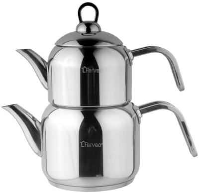 Ferveo Seyma - Theepot Set - 0,7/1,5L - Inductie - Turkse Theepot - RVS