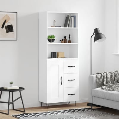 vidaXL - Hoge - kast - 69,5x34x180 - cm - bewerkt - hout - wit