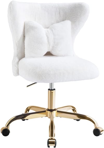 HEZIVO® Kaptafel Stoel - Make Up Stoel - Bureaustoel - Verstelbaar - Wit en Goud