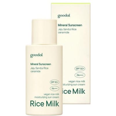 goodal Crème Solaire Hydratante au Lait de Riz Vegan SPF50+ PA++++ 50ml Protection UV Hydratante et Légère pour un Usage Quotidien white