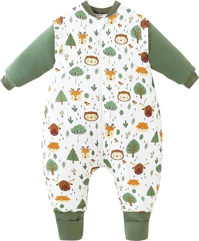 Famanu - Babywinterslaapzak met voeten, voor kleine kinderen, het hele jaar door, winterslaapzak, pyjama voor jongens en meisjes