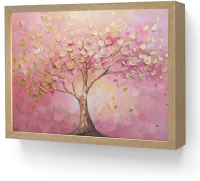 Wandlamp 40x30 cm - Oplaadbaar - Boom - Roze - Goud - Modern - Wandlampen binnen woonkamer - Slaapkamer lamp - Decoratieve nachtlamp - Vloerlamp draadloos