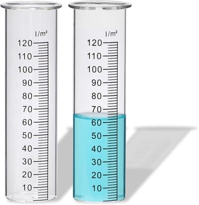 SnelShoppen - 2X Vervangglas voor Regenmeter, Neerslagmeter Glas met Schaal in l/m², Vervangende Cilinder voor Tuin en Buitengebruik