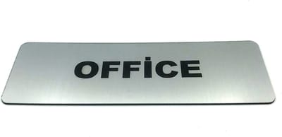 Deurbordje met tekst Office incl. 3M-tape plakstrip - Namengigant Deur Tekstbordje - Deur - incl. 3M-tape plakstrip - Bordje - RVS Look - 150 mm x 50 mm x 1,6 mm - 5 jaar Garantie
