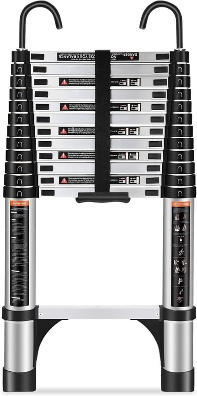 Telescopische Ladder - Uitschuifbaar - Veilig Klussen - Verstevigd Aluminium - 2.6 Meter - Zilver