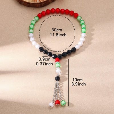 Jeton religieux Bracelet carte de pays Bracelet perles petites musulmanes Chapelet acrylique Bracelet de worship Aïd Chapelet de prière islamique white