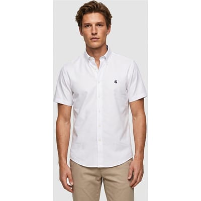 Brooks Brothers Non-iron Oxford Stretch Solids Regular Shirt White Size: S | Casual Shirts Outlet | Heren | Wit