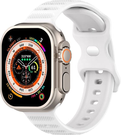 Siliconen bandje - geschikt voor Apple Watch series 1/2/3/4/5/6/7/8/9/10/11/ SE (1,2,3) / Ultra (1,2,3) met maat 44 mm / 45 mm / 46 mm / 49 mm - wit