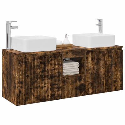 vidaXL - Badkamerkast - set - 3 - st - Gerookt - eiken - 49,5 - x - 41 - x - 63 - cm