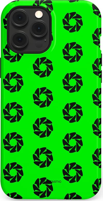 Casetastic hoesje geschikt voor Apple iPhone 12 Pro Max - MagSafe - Dubbellaagse bescherming - Neon Groene Cirkels - Fashion Case - Groen Zwart