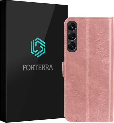 Hoesje Geschikt voor Samsung Galaxy S24 FE - Luxe Bookcase - Walletcase Hoes - Portemonnee - Cover - Rosé goud