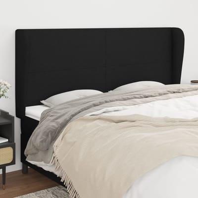 vidaXL - Hoofdbord - met - randen - 163x23x118/128 - cm - stof - zwart