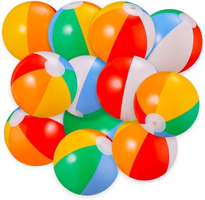 Strandballen Bulk 12 Pack - 9 inch Opblaasbaar Zwembad Speelgoed voor Kinderen Zomer Water Games, Hawaiiaanse Tropische Thema Party Decoraties Gunsten Supplies