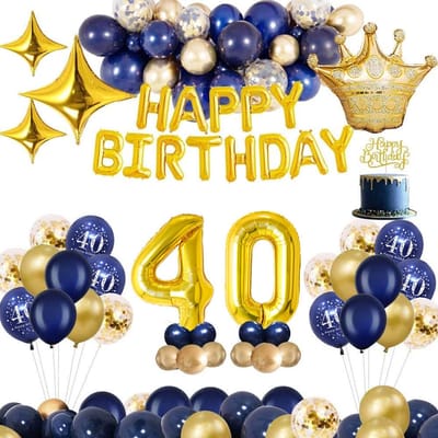 FeestmetJoep® 40 jaar feestpakket Blauw / Goud 50-delig - 40 jaar verjaardag - 40 jaar verjaardag versiering - 40 jaar slingers - 40 jaar ballonnen - Feestversiering voor man & vrouw Blauw / Goud - 40 jaar verjaardag man / vrouw - 40 jaar versiering