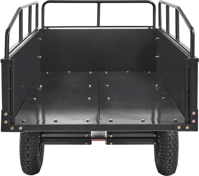 Zware Kiepwagen voor Terreinwagens, 340 Kg Capaciteit, 4,3 M³, Stalen Tuinkruiwagen met Verwijderbare Zijpanelen, Geschikt voor Zitmaaiers en Tractoren