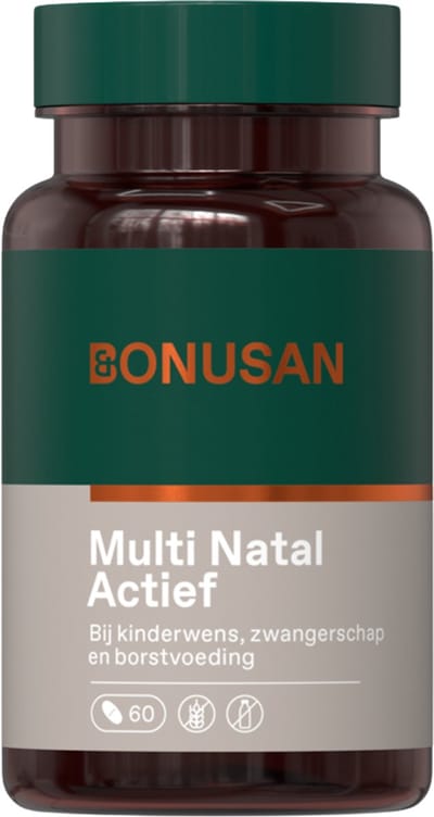 BONUSAN Multi Natal Actief – 60 Tabletten – Voor Zwangerschap en Borstvoeding – Met Folaat, IJzer, Vitamine D & Algen – Zonder Pure Vitamine A