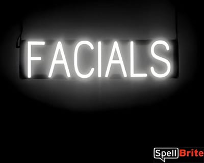 FACIALS - Lichtreclame Neon LED bord verlicht | SpellBrite | 64 x 16 cm | 6 Dimstanden - 8 Lichtanimaties | Reclamebord neon verlichting