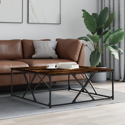 vidaXL - Salontafel - 100x100x40 - cm - bewerkt - hout - gerookt - eikenkleurig
