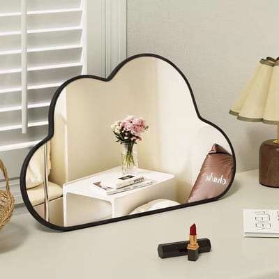 Dailygoods - Houten frame, bureauspiegel met standaard, tafelbladspiegel, volledige lengte, make-upspiegel, make-upspiegel, make-upspiegel, make-upspiegel, make-upspiegel voor badkamer, slaapkamer