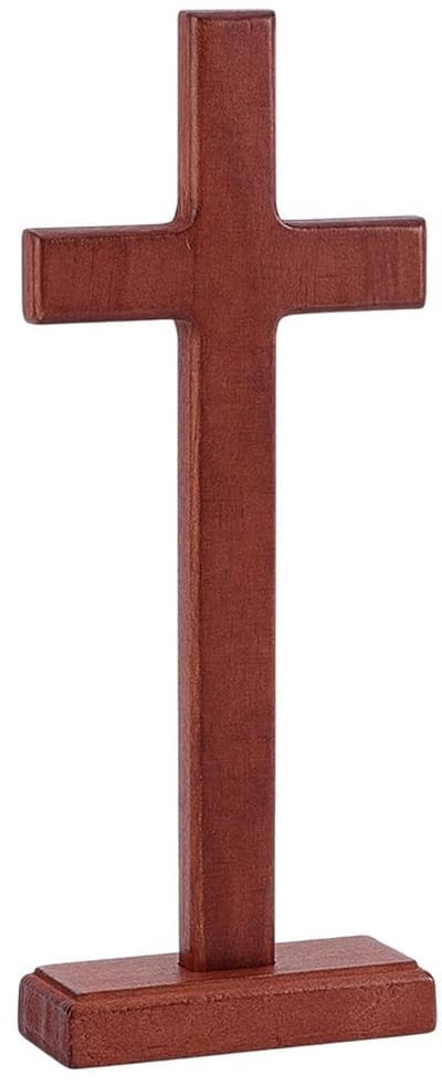 Dailygoods- Tafelkruis Houten - Kruis met Voet - Stevig en Duurzaam - Voor Tafel - Decoratie voor Thuis - Afmetingen 21,4 x 9,0 cm - Muurkruis