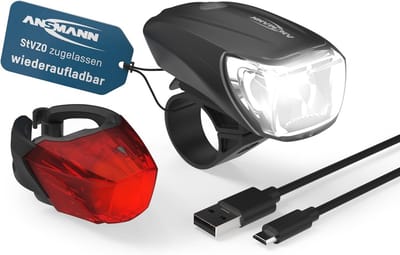 Fietsverlichtingsset met USB-oplaadbare CREE LED - StVZO-goedgekeurd, regenbestendig en eenvoudig te monteren