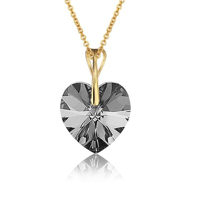 Montebello Ketting Pim HZ111 - Swarovski Hart - 925 Zilver Verguld - Ø14mm - 50cm