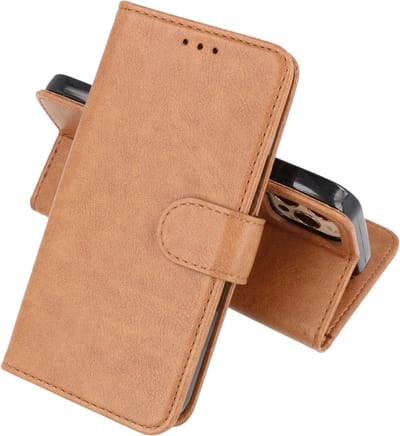 Zakelijke Book Case Telefoonhoesje - Portemonnee Hoesje - Geschikt voor iPhone 14 Pro - Bruin