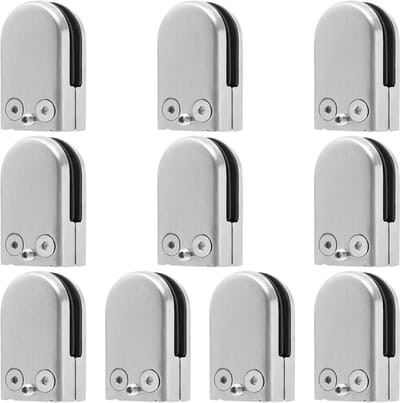 Set van 10 RVS Glasklemmen voor Handrails, Trapleuningen en Polen - Verstelbare Clips voor 6-8 mm Glas, Duurzaam en Betrouwbaar