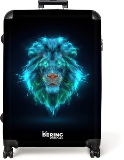 NoBoringSuitcases.com® - Koffer groot - Reiskoffer lichtgewicht - Lichtgevende leeuw - Rolkoffer met 4 wielen - Grote trolley XL - 98 liter bagage