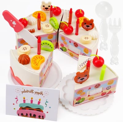 42 Stuks Keuken Speelgoed voor Kinderen, Verjaardagstaart Speelset, Montessori Speelgoed en Keukenaccessoires voor Meisjes en Jongens van 3 tot 5 Jaar