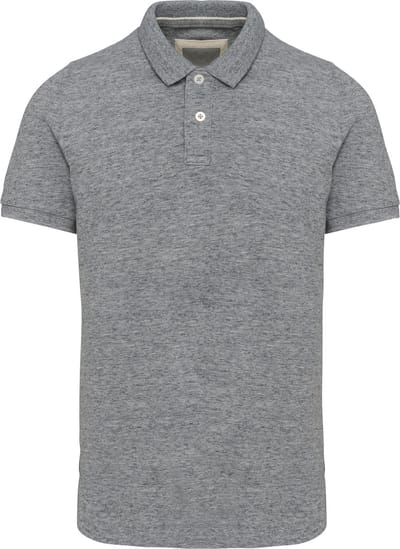 Herenpolo 'Vintage Washed' korte mouwen Slub Heather - 3XL
