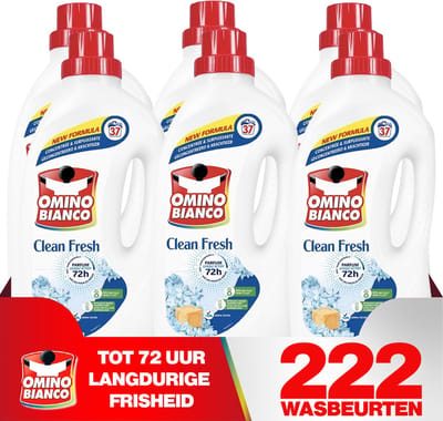 Omino Bianco Clean Fresh - Vloeibaar wasmiddel - Voor dagelijks gebruik - 6 x 1.48 L - Geconcentreerd